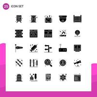 25 Universal Solid Glyphs Set for Web and Mobile Applications mobile baby logistics surveillance roof Editable Vector Design Elements