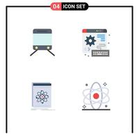 4 User Interface Flat Icon Pack of modern Signs and Symbols of regular developer digital gear science Editable Vector Design Elements