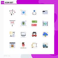 User Interface Pack of 16 Basic Flat Colors of internet sale person money business Editable Pack of Creative Vector Design Elements