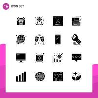 User Interface Pack of 16 Basic Solid Glyphs of dollar money check digital digital banking Editable Vector Design Elements