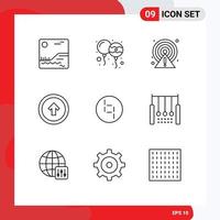 Modern Set of 9 Outlines and symbols such as coin up caution user interface button Editable Vector Design Elements