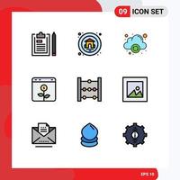 Set of 9 Modern UI Icons Symbols Signs for education investment cloud financial browser Editable Vector Design Elements