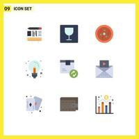 9 User Interface Flat Color Pack of modern Signs and Symbols of product box petri idea creative Editable Vector Design Elements