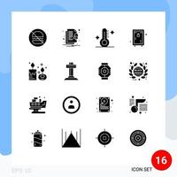 Stock Vector Icon Pack of 16 Line Signs and Symbols for aroma candle garden medical park locker Editable Vector Design Elements