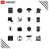 Set of 16 Modern UI Icons Symbols Signs for barcode funeral optimization death pencil Editable Vector Design Elements