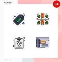 Pictogram Set of 4 Simple Filledline Flat Colors of cash management finance garland admin Editable Vector Design Elements