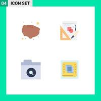 4 Thematic Vector Flat Icons and Editable Symbols of food find book graph computer Editable Vector Design Elements