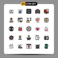 Universal Icon Symbols Group of 25 Modern Filled line Flat Colors of font text electricity screen project Editable Vector Design Elements