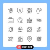 Pictogram Set of 16 Simple Outlines of briefcase performance employee human avatar Editable Vector Design Elements