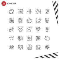 Editable Vector Line Pack of 25 Simple Lines of phone device server connect grid Editable Vector Design Elements