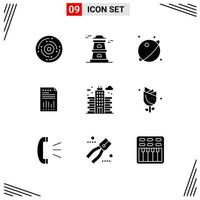Set of 9 Modern UI Icons Symbols Signs for graph data astronomy business system Editable Vector Design Elements