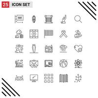 25 Universal Lines Set for Web and Mobile Applications alms cpu check cooling computer Editable Vector Design Elements