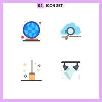 Modern Set of 4 Flat Icons and symbols such as earth broom market place storage halloween broom Editable Vector Design Elements