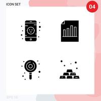 4 Thematic Vector Solid Glyphs and Editable Symbols of baby kids document report sweets Editable Vector Design Elements
