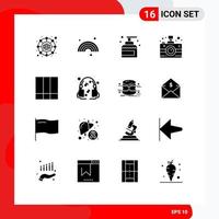 16 Universal Solid Glyph Signs Symbols of grid layout news house media camera Editable Vector Design Elements