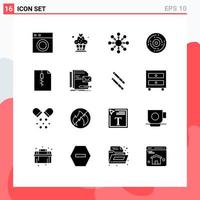 Universal Icon Symbols Group of 16 Modern Solid Glyphs of document new flake holiday event Editable Vector Design Elements