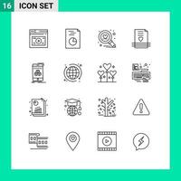 paquete de iconos de vector de stock de 16 signos y símbolos de línea para elementos de diseño de vector editables de invitación de boda de cubo encontrar amor