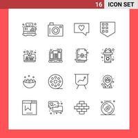 User Interface Pack of 16 Basic Outlines of bill id card like employee security Editable Vector Design Elements