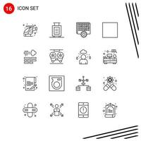 Stock Vector Icon Pack of 16 Line Signs and Symbols for key player management multimedia control Editable Vector Design Elements