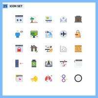 conjunto de 25 iconos de ui modernos símbolos signos para casa palmeras abiertas correo monitore elementos de diseño vectorial editables vector