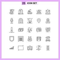 Set of 25 Modern UI Icons Symbols Signs for attraction traffic cone auto stop cone Editable Vector Design Elements