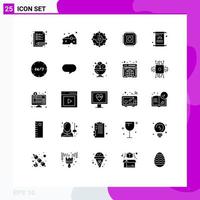 Universal Icon Symbols Group of 25 Modern Solid Glyphs of invitation computer computing share microchip chip Editable Vector Design Elements