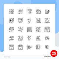 25 iconos creativos, signos y símbolos modernos de insignia, temperatura de Internet, globo, emergencia médica, elementos de diseño vectorial editables vector