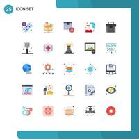 Group of 25 Modern Flat Colors Set for briefcase laptop box internet connectivity secure Editable Vector Design Elements