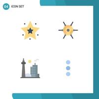 4 User Interface Flat Icon Pack of modern Signs and Symbols of favorite famous city decentralized building app Editable Vector Design Elements