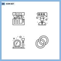 Mobile Interface Line Set of 4 Pictograms of analog make module feedback make up brush Editable Vector Design Elements