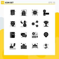 Modern Set of 16 Solid Glyphs Pictograph of package gadgets external electronics camcorder Editable Vector Design Elements