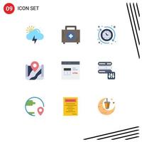 9 Universal Flat Color Signs Symbols of code google around location map Editable Vector Design Elements