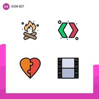 Set of 4 Commercial Filledline Flat Colors pack for camp couple hot switch puzzle Editable Vector Design Elements