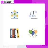 User Interface Pack of 4 Basic Flat Icons of atomium indian cutlery travel bloone Editable Vector Design Elements