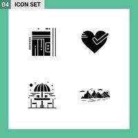 Group of Modern Solid Glyphs Set for elevator tick up love drinking Editable Vector Design Elements