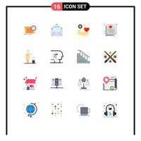 Universal Icon Symbols Group of 16 Modern Flat Colors of thought ideas heart idea real Editable Pack of Creative Vector Design Elements