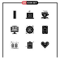 Group of 9 Solid Glyphs Signs and Symbols for price big deal coffee screen computer Editable Vector Design Elements