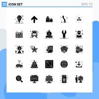 User Interface Pack of 25 Basic Solid Glyphs of down up upload arrows shop Editable Vector Design Elements