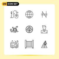 9 Creative Icons Modern Signs and Symbols of chat bulb naira clouds landscape Editable Vector Design Elements