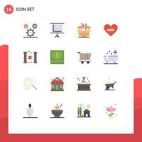 Pack of 16 Modern Flat Colors Signs and Symbols for Web Print Media such as like heart box plaster marketing Editable Pack of Creative Vector Design Elements