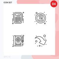 4 Thematic Vector Filledline Flat Colors and Editable Symbols of calculator manual accounts unknown service Editable Vector Design Elements