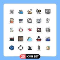 paquete de iconos de vector de stock de 25 signos y símbolos de línea para ayuda de computadora senderismo llamada de contacto elementos de diseño de vector editables