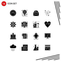 16 iconos creativos signos y símbolos modernos de átomo corazón idea celebración texto elementos de diseño vectorial editables vector