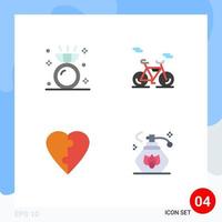 Group of 4 Modern Flat Icons Set for diamond puzzle ring vehicle spray Editable Vector Design Elements