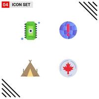 Pack of 4 Modern Flat Icons Signs and Symbols for Web Print Media such as chip tent ram browser spring Editable Vector Design Elements