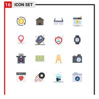 16 Universal Flat Color Signs Symbols of gps notice computer activity google Editable Pack of Creative Vector Design Elements