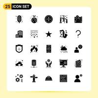 Pictogram Set of 25 Simple Solid Glyphs of route light badge flame burning Editable Vector Design Elements