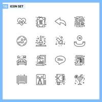 Universal Icon Symbols Group of 16 Modern Outlines of autumn digital undo visiter play Editable Vector Design Elements