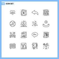 Universal Icon Symbols Group of 16 Modern Outlines of autumn digital undo visiter play Editable Vector Design Elements