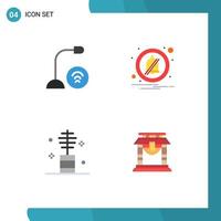 Pictogram Set of 4 Simple Flat Icons of computers cosmetic hardware notification makeup Editable Vector Design Elements